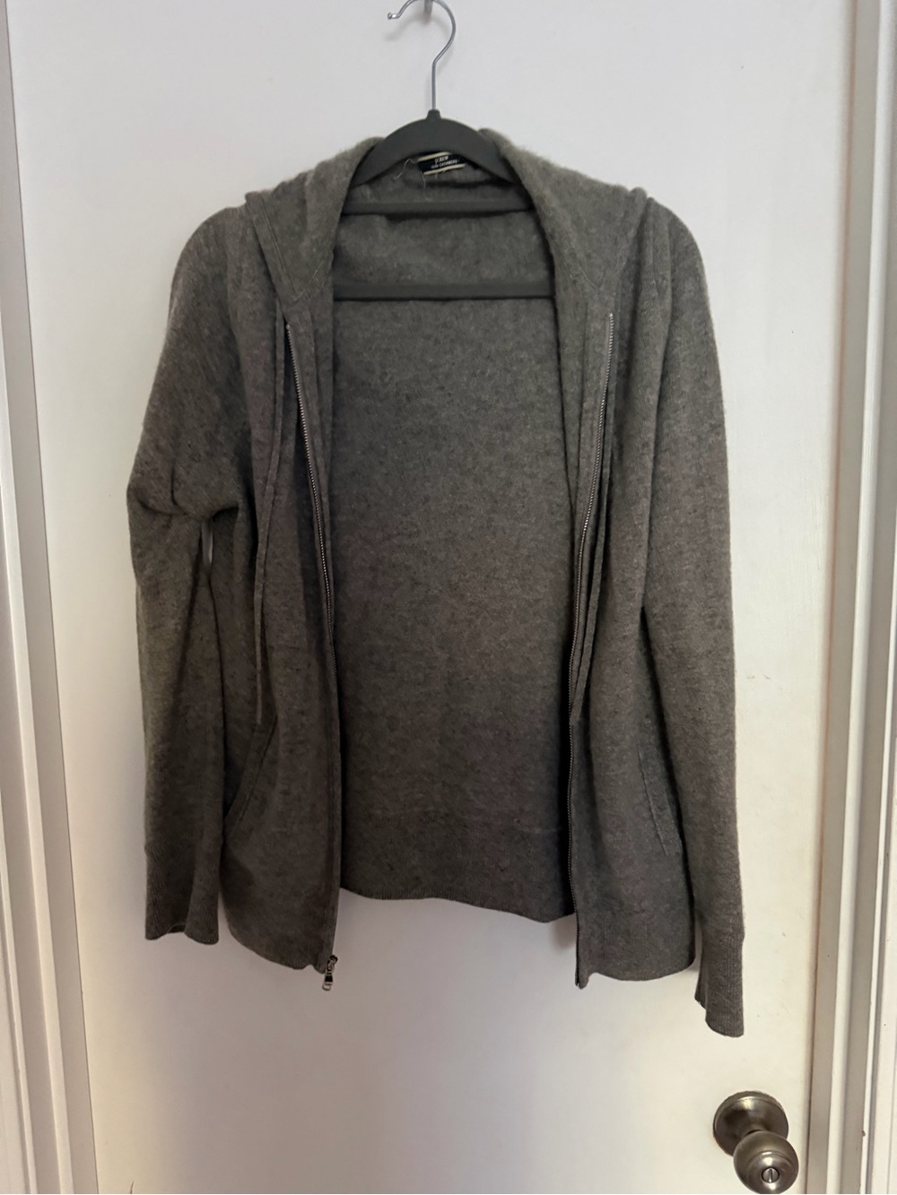 J. Crew Light Gray women’s Cashmere Hooded Cardigan